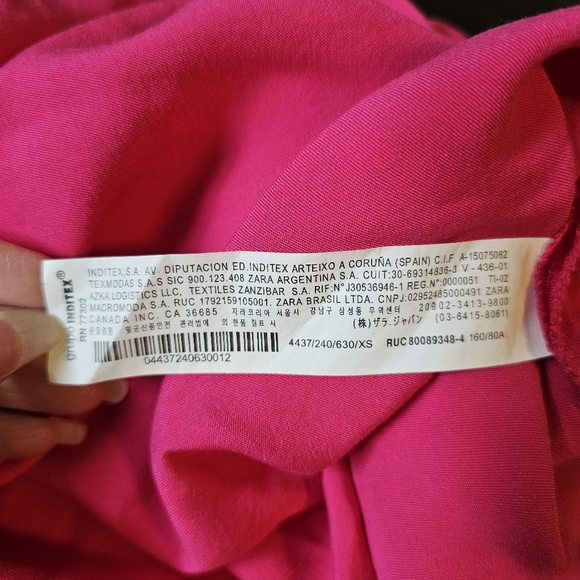 Zara Women's Hot Pink Fuchsia Satin Surplice Neckline Ruched Wrap Midi Dress, XS - Picture 10 of 12